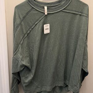 Free People Green Long Sleeve Top